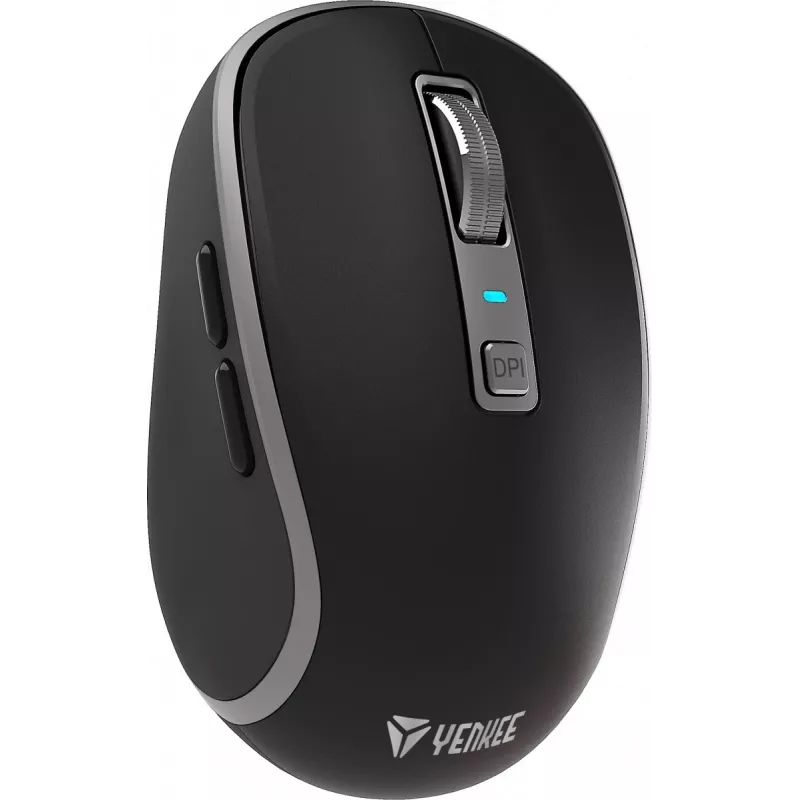 Belaidė pelė su dvigubu WiFi+Bluetooth ryšiu, įkraunama baterija, 5 mygtukai – Yenkee YMS 2085BK NOBLE