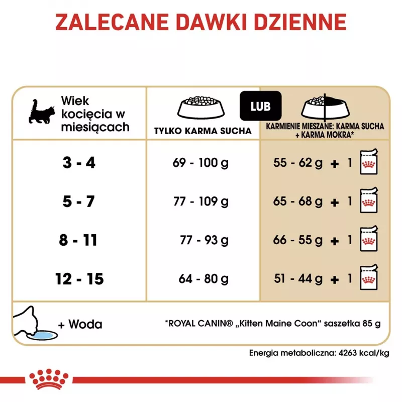 Sausas kačių ėdalas Royal Canin Maine Coon Kitten 2 kg – paukštiena, baltymai 36%, riebalai 23%