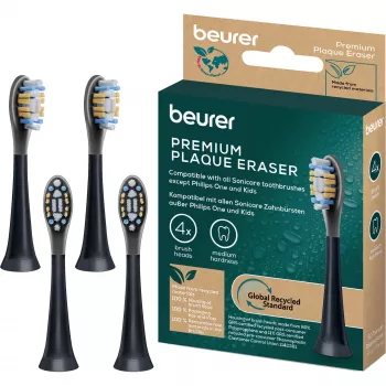 Beurer SC Premium Plaque Eraser Green Planet šepetėlių galvutės, juodos, 4 vnt.