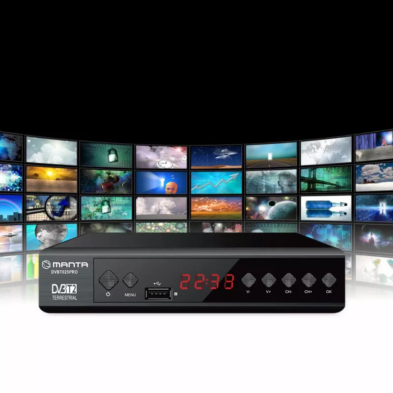 Skaitmeninis TV imtuvas MANTA DVBT025PRO DVB-T2 Full HD palaikymas USB įrašymas