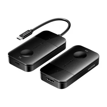 Vientis belaidis USB-C į HDMI siųstuvas-imtuvas Vention ADOBB — 4K@30Hz, 1×HDMI, USB-C kabelis 1 m, juoda