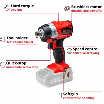 Veržliaraktis Einhell TE-CW 18Li 1/2 colio 2900 RPM 215 N·m