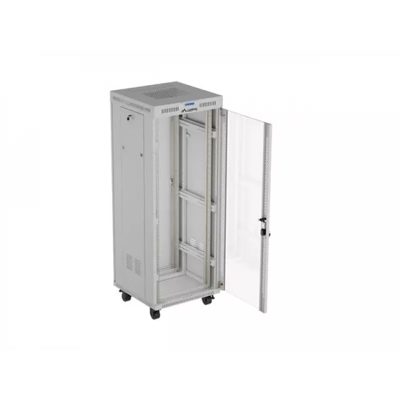 LANBERG 19 colių 32U stovimas serverio spintos stovas 600×600 mm pilkas su perforuotomis durelėmis ir LCD (Flat Pack)