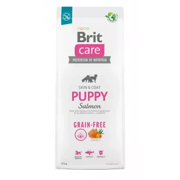 Sausas šunų ėdalas Brit Care Puppy Potato & Salmon 12 kg — be grūdų, 30% baltymų, šuniukams iki 12 mėn.