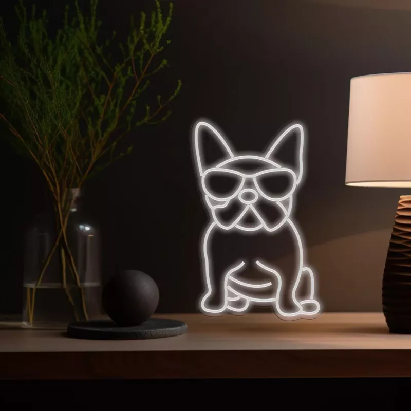 Neoninė lemputė MANTA SNL66WH French Bulldog White – dekoratyvinis LED neoninis šuo prancūzų buldogas baltas