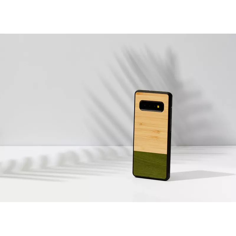 Dėklas Samsung Galaxy S10 Plus iš medžio ir polikarbonato – bambuko miškas juodas