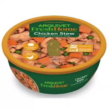 Šlapias šunų ėdalas ARQUIVET Fresh Home Gulasz z Kurczaka 280 g – suaugusiems, vištiena, pilnavertis konservuotas ėdalas, be grūdų ir sojos