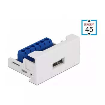 USB 2.0 Type-A moteriška jungtis prie gnybtų bloko DeLOCK Easy 45 modulis