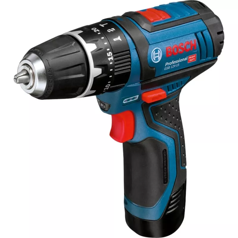 Bosch GSB 12V-15 Professional gręžtuvas 1300 RPM Juoda, Mėlyna