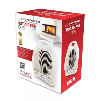 Elektrinis ventiliatorinis šildytuvas ESPERANZA EHH011 1000/2000 W, baltas, reguliuojamas termostatas, sukamas valdiklis