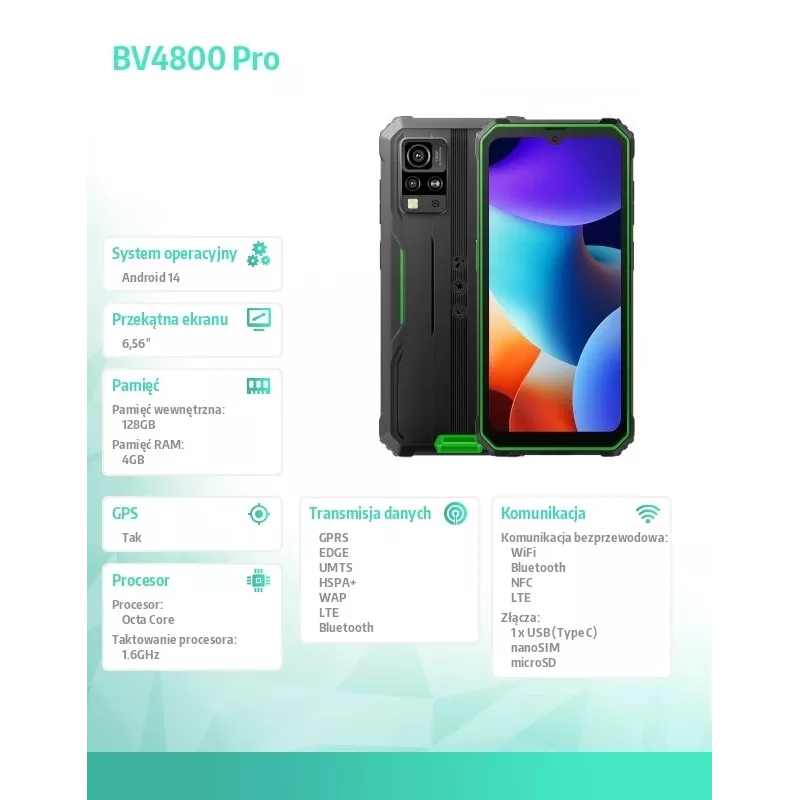 Išmanusis telefonas Blackview BV4800Pro 4GB/128GB Žalia