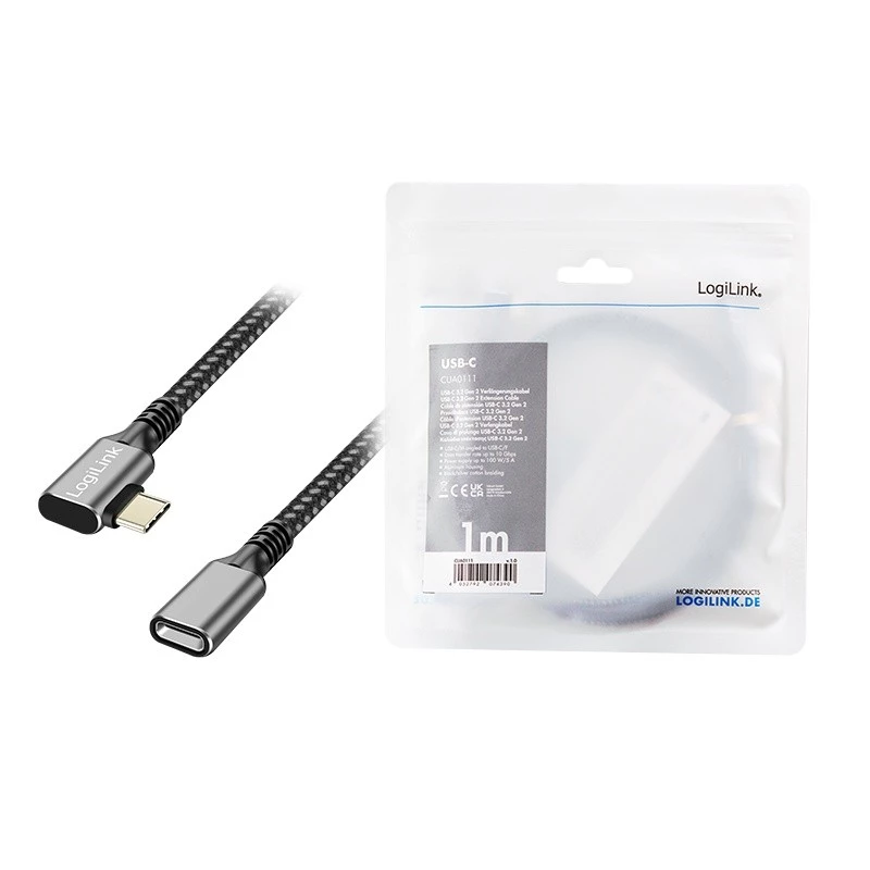 USB 3.2 Gen2 tipo-C prie USB-C lizdo, PD, 1 m ilgio ilginamasis kabelis