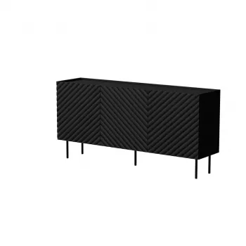 Komoda Cama Meble LUCCA 3D 165x40x80 cm, juoda, medžio drožlių plokštės rėmas