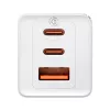 Sieninis įkroviklis Baseus GaN5 Pro 65W — USB + 2×USB-C (QC3.0, PD3.0) su 1 m USB-C laidu, baltas