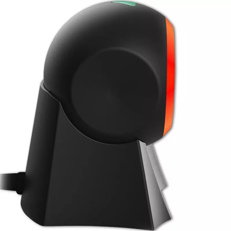 Stalinis brūkšninių kodų skaitytuvas QOLTEC 50857 — 1D/2D, USB, ABS korpusas, juodas, 1,75 m laidas