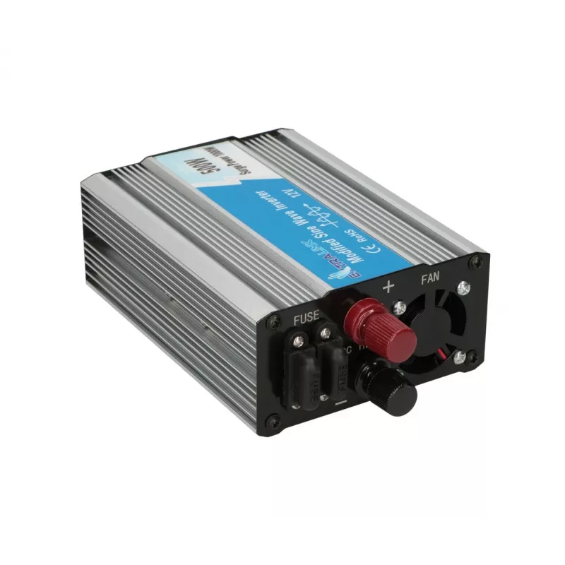 Automobilinis įtampos keitiklis Extralink OPIM-500W 12V, 500W modifikuotas sinusas, aliumininis korpusas, aktyvus aušinimas