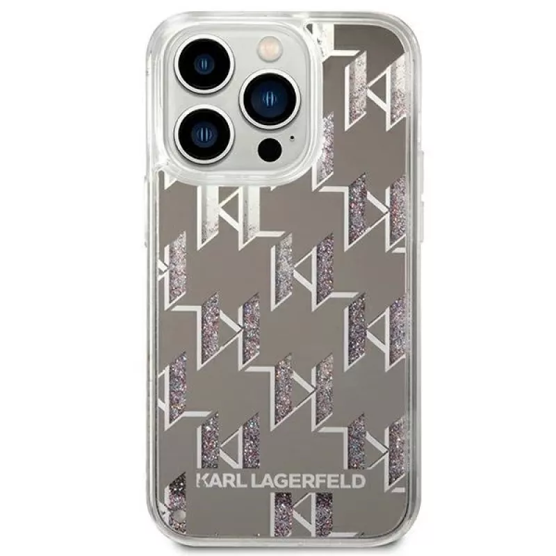Karl Lagerfeld KLHCP14XLMNMS iPhone 14 Pro Max 6,7″ kietas dėklas sidabrinis / sidabrinis Liquid Glitter Monogram
