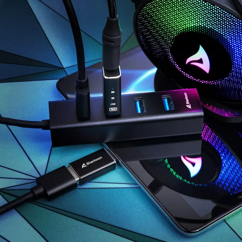 Sharkoon USB 3.2 Gen 1 Type-C sąsajos šakotuvas 5000 Mbit/s juodas