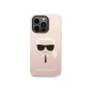 Karl Lagerfeld KLHMP14XSLKHLP kietasis dėklas iPhone 14 Pro Max 6,7 šviesiai rožinis / šviesiai rožinis silikoninis Karl galvos Magsafe