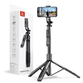 Tripod lazdelė asmenukėms Crong CRGSGU1BLK aliuminė su Bluetooth nuotolinio valdymo pultu, sulankstomomis kojelėmis ir telefono laikikliu