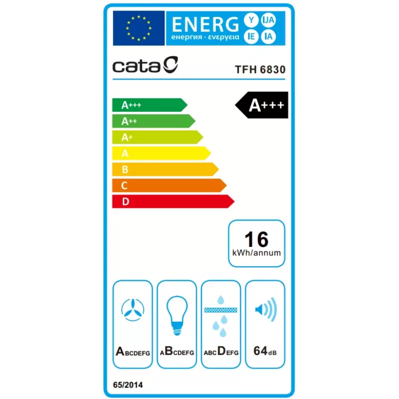 CATA TFH 6830 GWH 600 m³/h balta įmontuojama gartraukė su liečiamuoju valdymu
