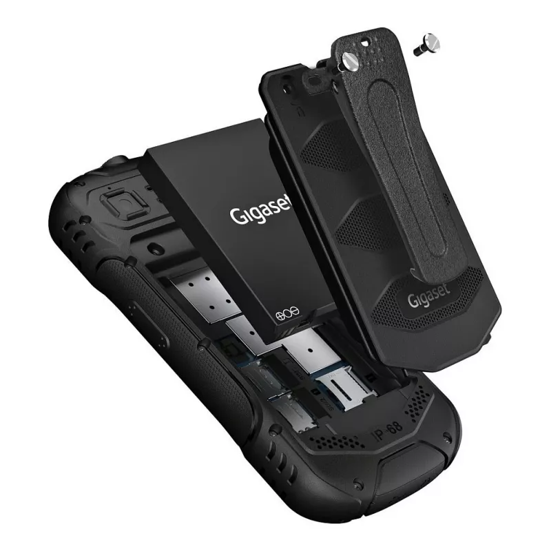 GIGASET GLX 8 ACTIVE juoda 6,1 cm 2,4 colio ekranas, Push-to-talk funkcija, 2500 mAh baterija, IP68, 2 MP kamera, Dual-SIM, Bluetooth