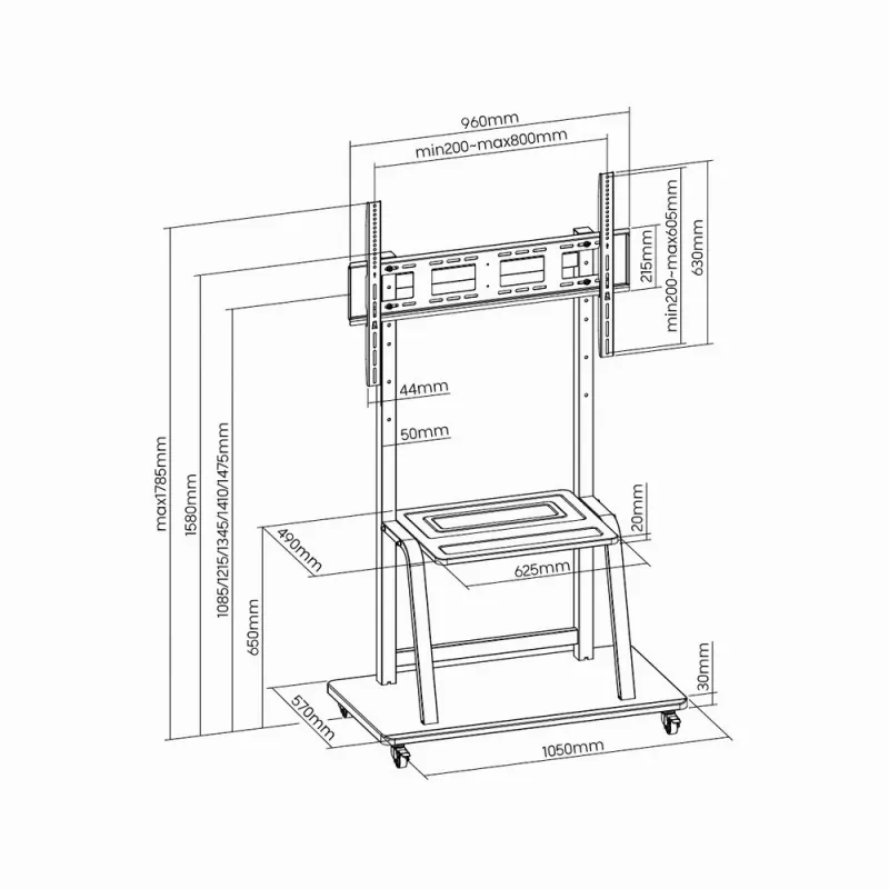 Gembird TVS-100F-01 grindinis stovas televizoriui 2,54 m (100 inch) juodas