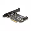 PCI Express x4 plėtimosi kortelė DELOCK 90345 su 2 išoriniais USB Type-C prievadais