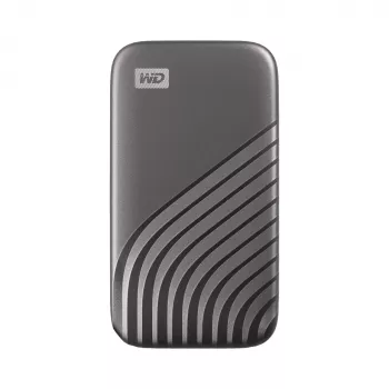 WD My Passport SSD 4 TB pilka – nešiojamasis išorinis SSD diskas su šifravimu
