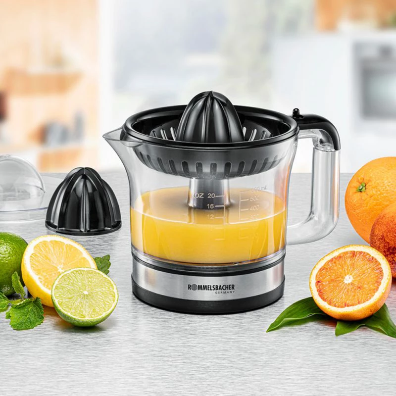 Rommelsbacher Citrus Press 30 W, 600 ml, sukimasis pagal/ prieš laikrodžio rodyklę, du spaudimo kūgiai (ZP 50)