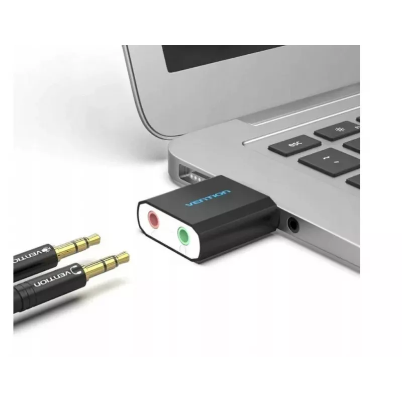 Vention išorinė USB garso plokštė juoda metalinė