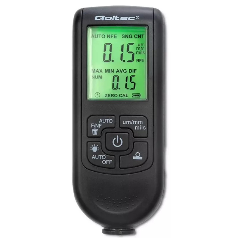 Qoltec dažų storio matuoklis su LCD ekranu | 0–2000 µm