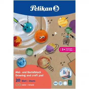Pelikan piešimo ir rankdarbių bloknotas A4, 120 g/m², 20 lapų, natūralus, FSC (102360)