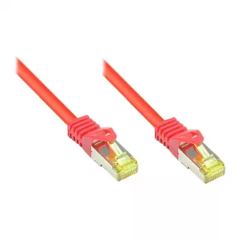 RJ45 jungiamasis kabelis su Cat.7 žaliaviniu kabeliu ir užrakto apsauga (RNS®), S/FTP, PiMF, halogenų neturintis, 600MHz, OFC, raudonas, 1,5m, Good Connections® (8070R-015R)