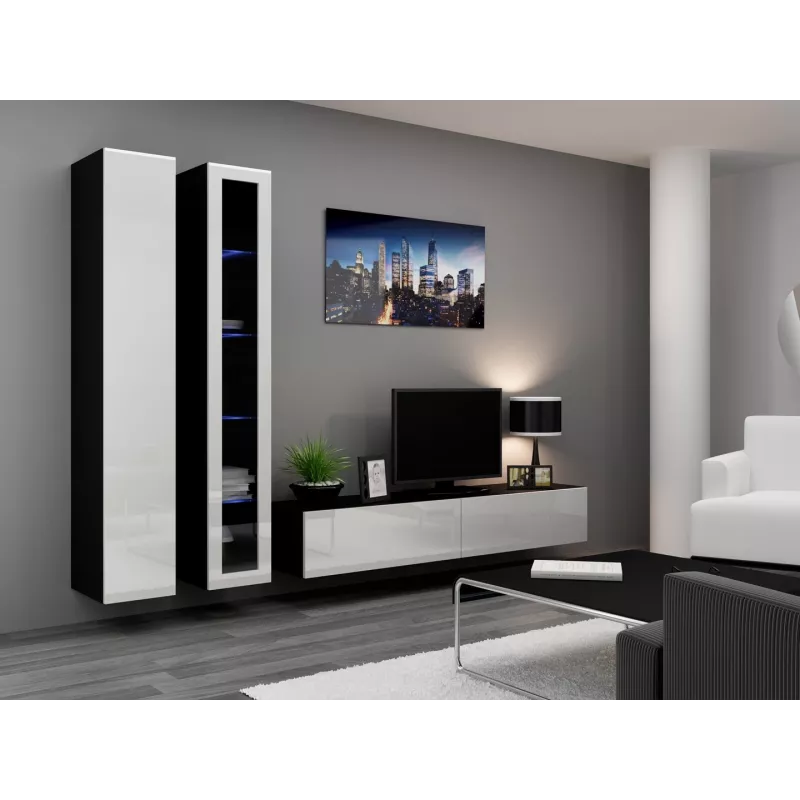 Cama uždara Spintelė VIGO '180' 180/40/30 baltas/juodas blizgus