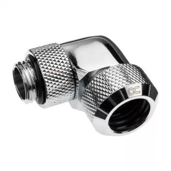 Alphacool Eiszapfen 13mm kieto vamzdelio įsukama 90° sukamąja jungtis G1/4 – kampinė užspaudžiamoji jungtis skysčių aušinimo sistemai – chromas