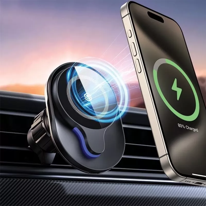 Automobilinis laikiklis su Magsafe 15W indukciniu įkrovimu, juodas