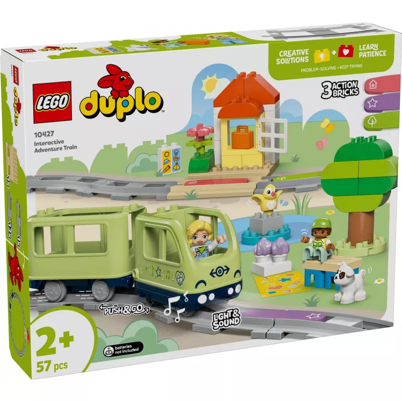 Traukinuko rinkinys LEGO DUPLO Interaktyvus nuotykių geležinkelis 10427, 57 dalių, 2 minifigūrėlės, nuo 2 metų