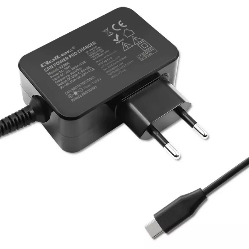 QOLTEC 52384 GaN 30W USB įkroviklis 5–20V