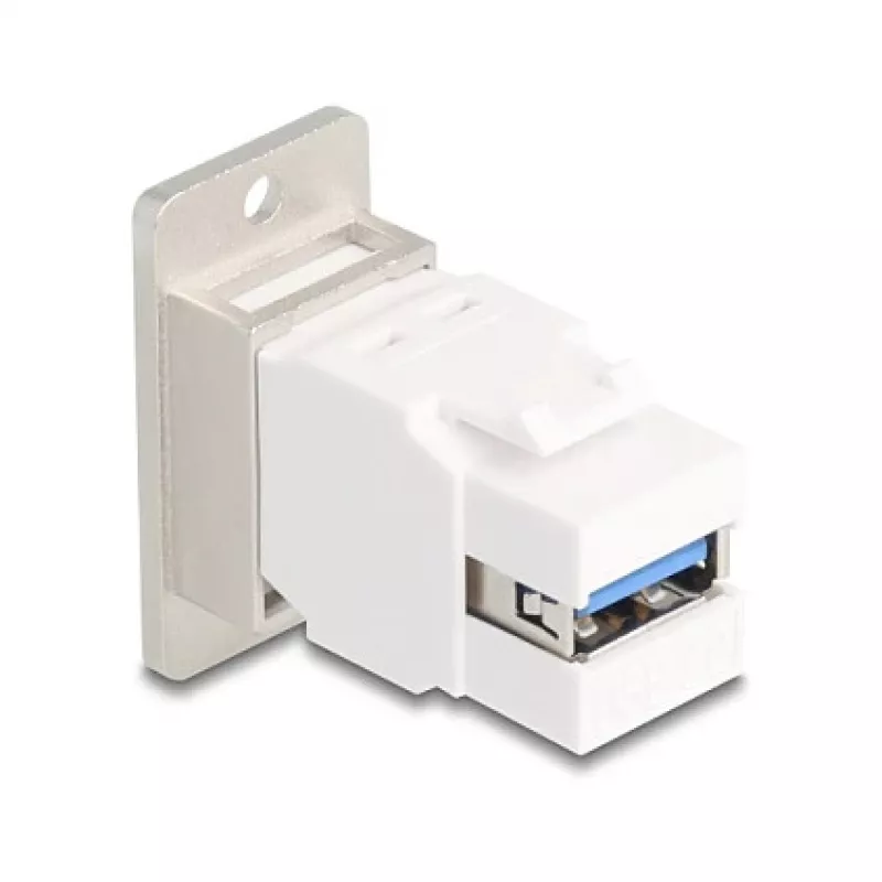 Keystone modulis DELOCK 67337 montuojamas į skydą USB Type-B į USB Type-A 5 Gbps, sidabrinis/baltas