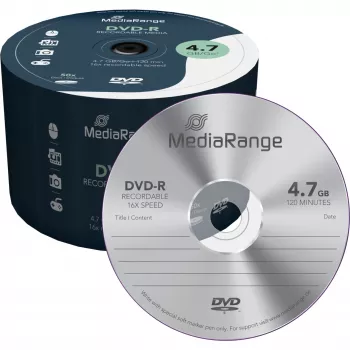 MediaRange MR444 – 50 vnt. DVD-R 4,7 GB 120 min. 16x verpstė