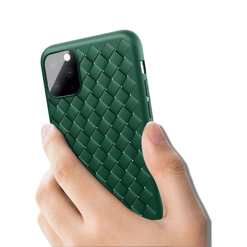 Minkštas apsauginis dėklas Devia iPhone 11 Pro Max su pynimo raštu, žalias