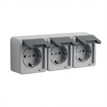 Kištukinis lizdas Schuko GIRA 4789 30, 16 A, 250 V, pilkas plastikinis korpusas