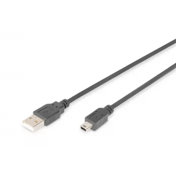 ASM AK-300108-018-S ASSMANN laidas USB 2.0 HighSpeed CanonTip USB A / miniUSB B (5 kontaktų) kištukas 1,8 m