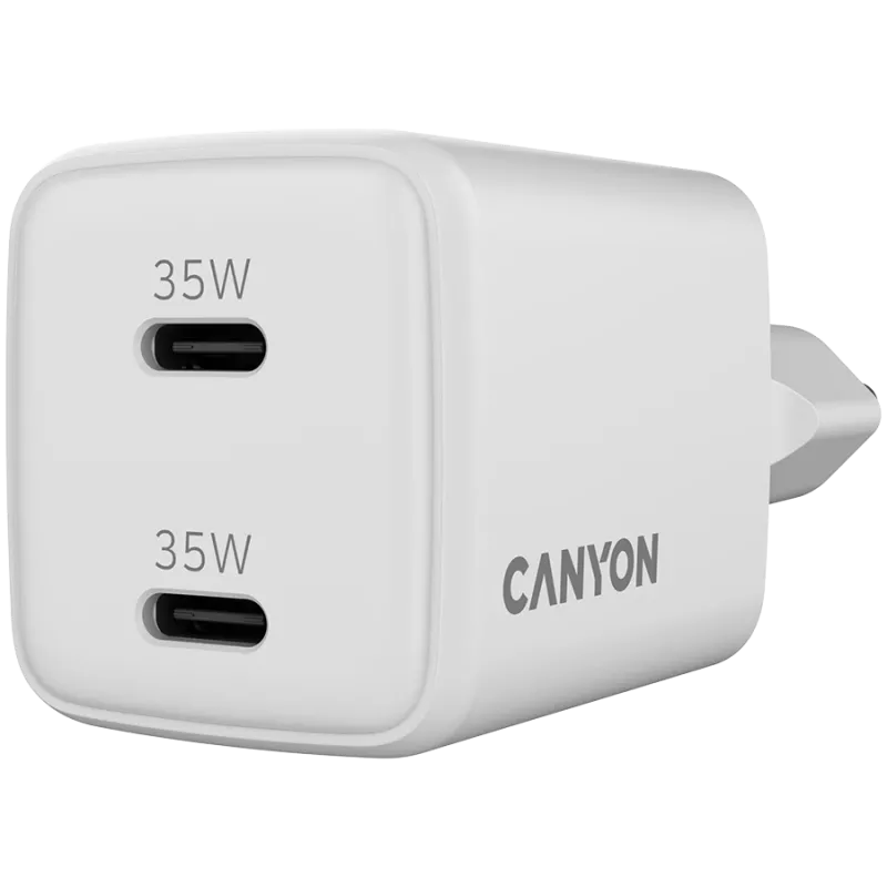 Įkroviklis Canyon CU35CC belaidis greitasis įkrovimas 35 W, 2×USB-C, vidaus naudojimui