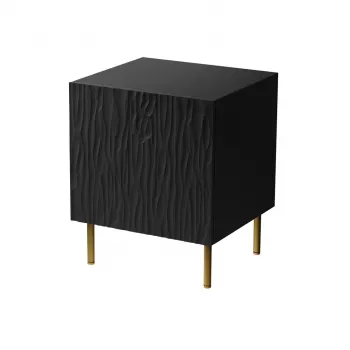 Naktiniai staleliai 2 vnt. cama meble JUNGLE — 53,5×40,5×44 cm, juoda matinė MDF/medžio drožlių plokštė, auksinės kojelės
