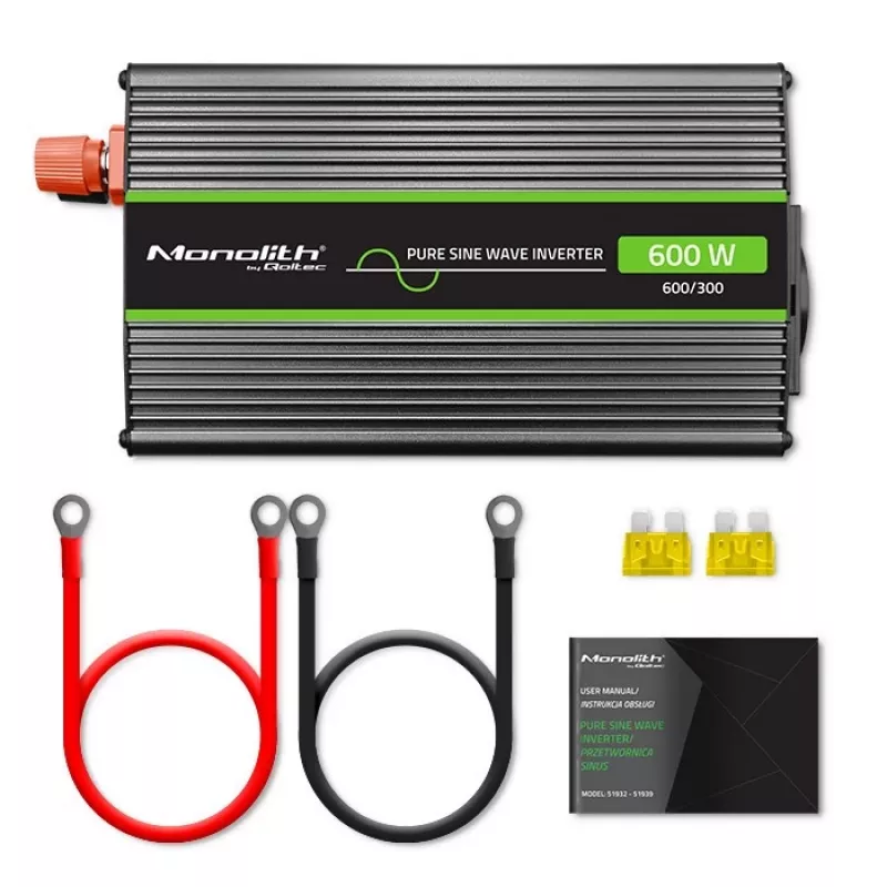 Qoltec Monolith automobilinis keitiklis 600 W juodas