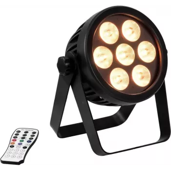 LED prožektorius EUROLITE 4C-7 Silent Slim 7W RGB – kompaktiškas sceninis/ambientinis šviestuvas