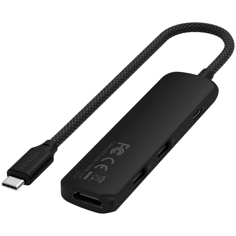 Satechi ST-P4SK USB-C 4-in-1 daugiafunkcis adapteris, juodas
