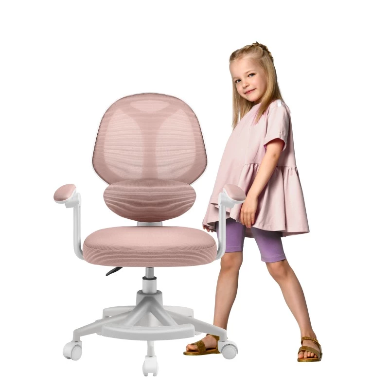 Vaikiška besisukanti kėdė mark adler Junior 4.5 Rožinė – tinklinis atlošas, putplasčio sėdynė, aukštis 40–50 cm, porankiai, juosmens atrama, ratukai (atidaryta pakuotė)